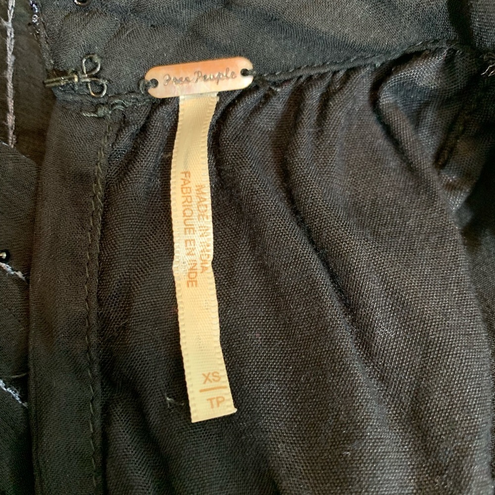 Free People Boho Black Beaded Long Sleeve Romper - image 7